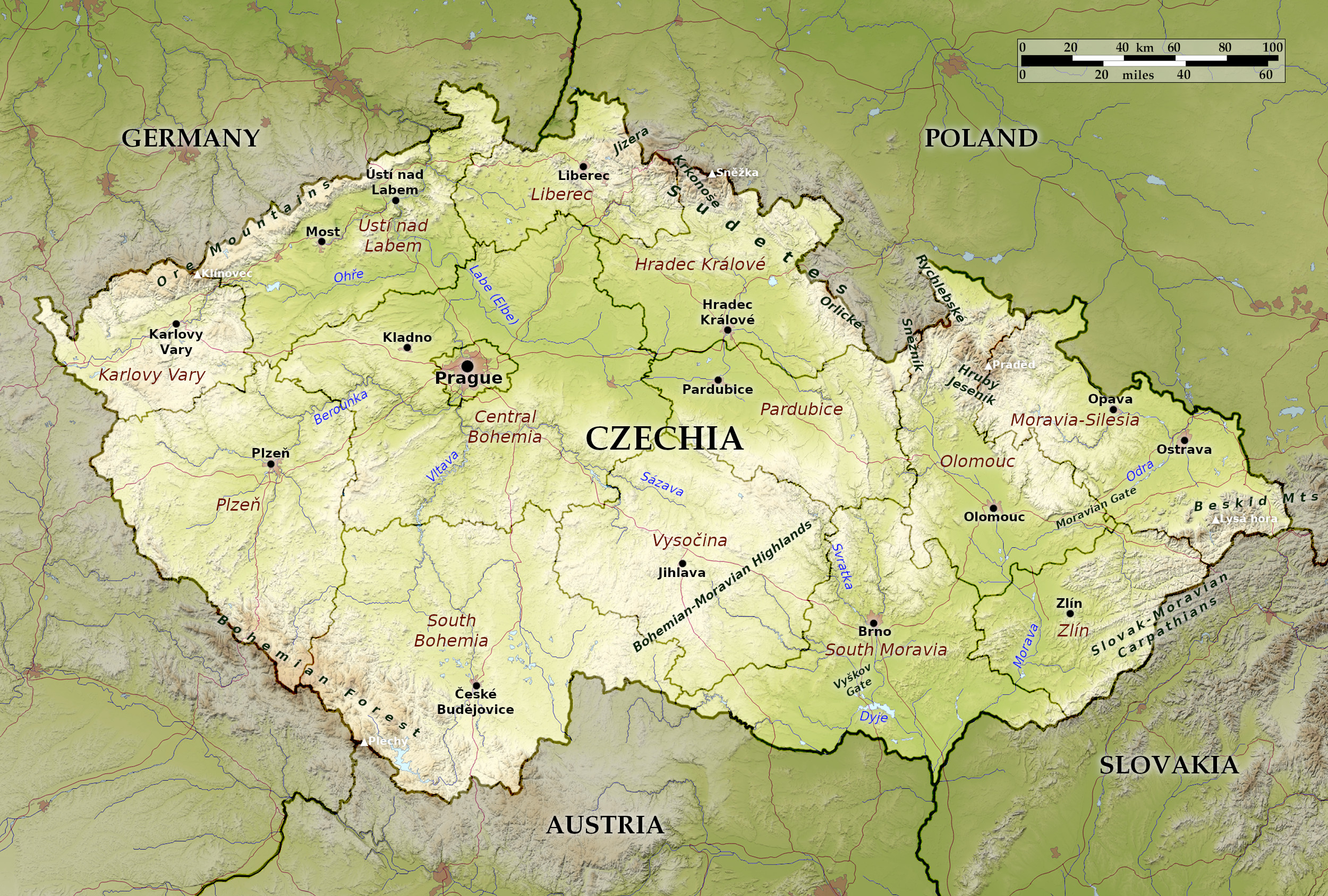 Relief Map Of Czech Republic 