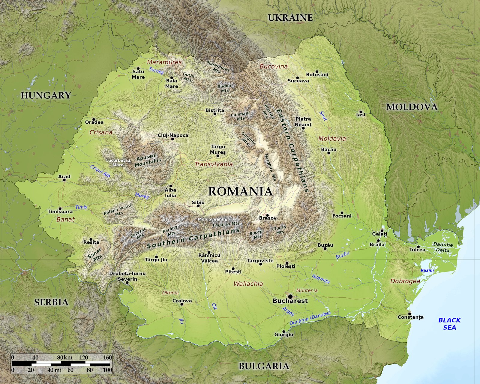 Romania Maps Including Outline And Topographical Maps