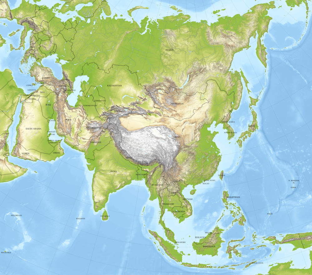 Blue Green Atlas - Free relief maps of the World